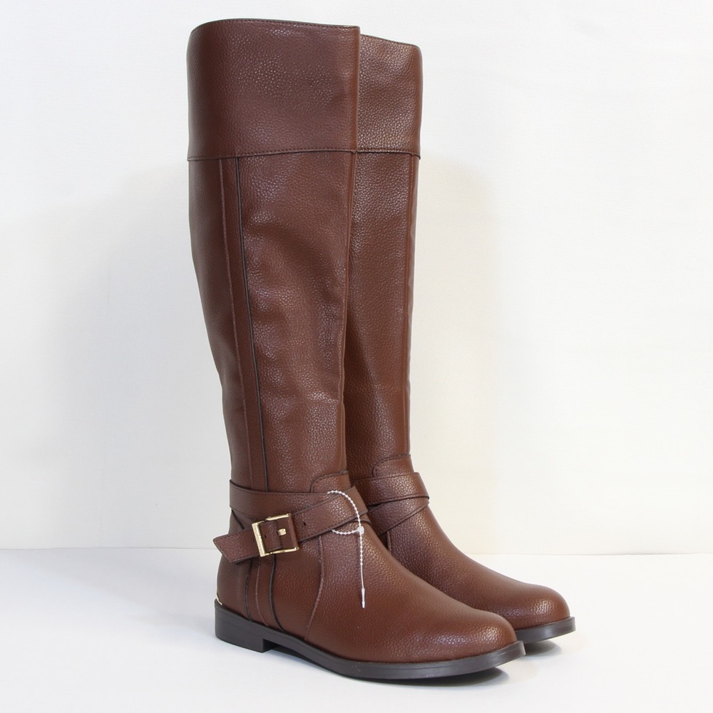 Kenneth Cole Women's Brown Buckle Accent with Gold Heel Riding Boot Size 6 NWOT
